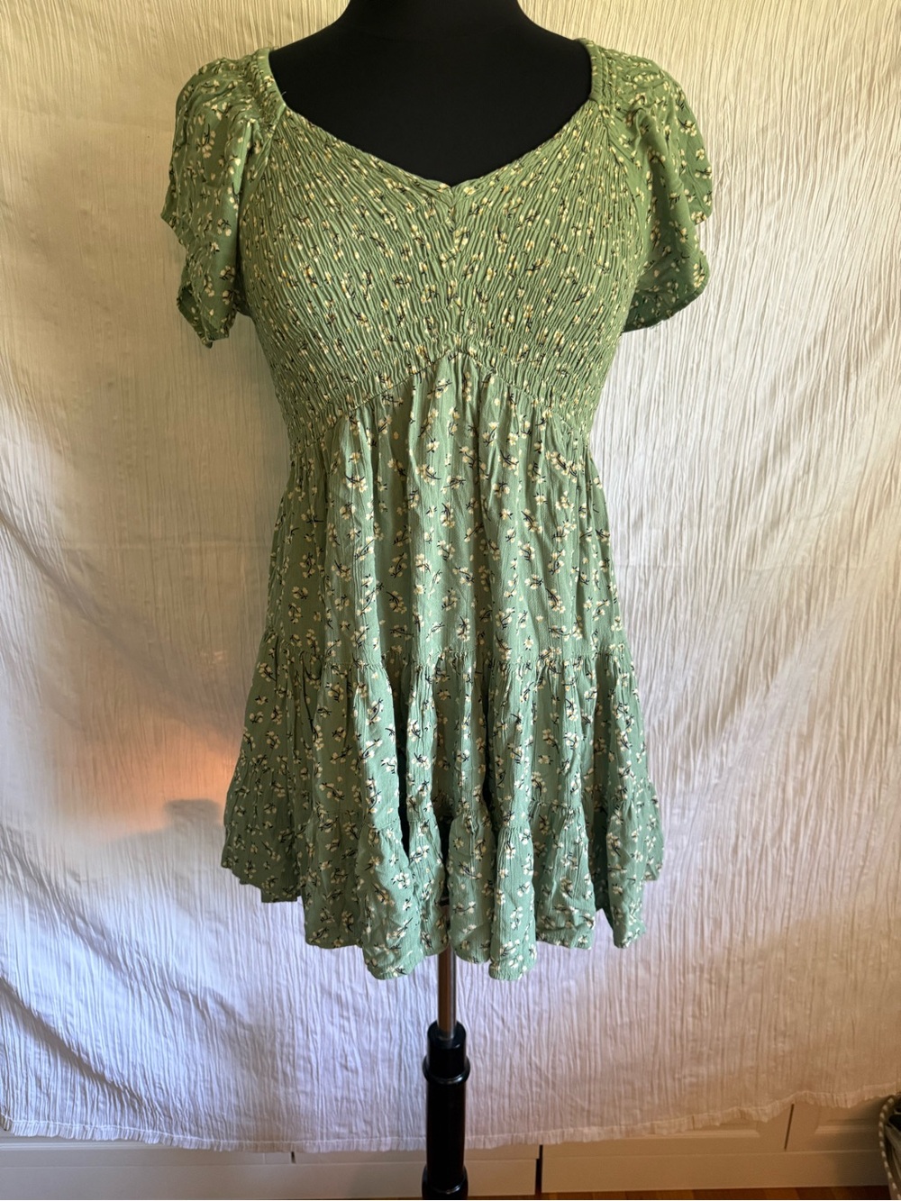 Light Green Floral Babydoll Top